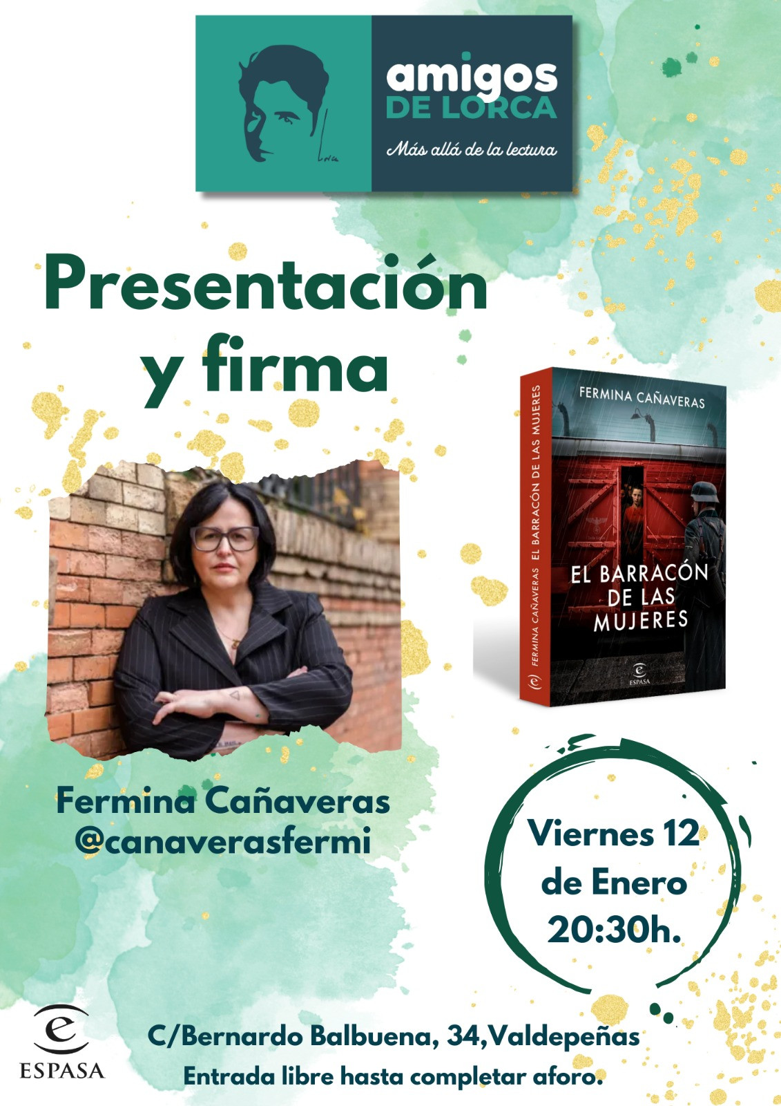 Amigos de Lorca acogerá este viernes la presentación del libro 'El barracón  de las mujeres', de Fermina Cañaveras