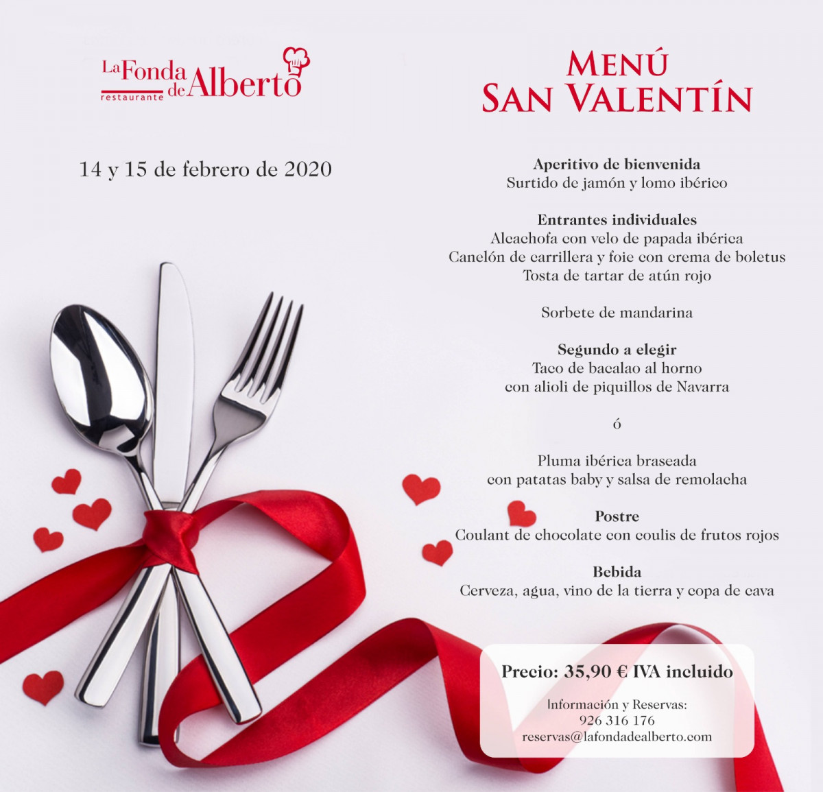 La Fonda de Alberto lanza su menú especial de San Valentín para los