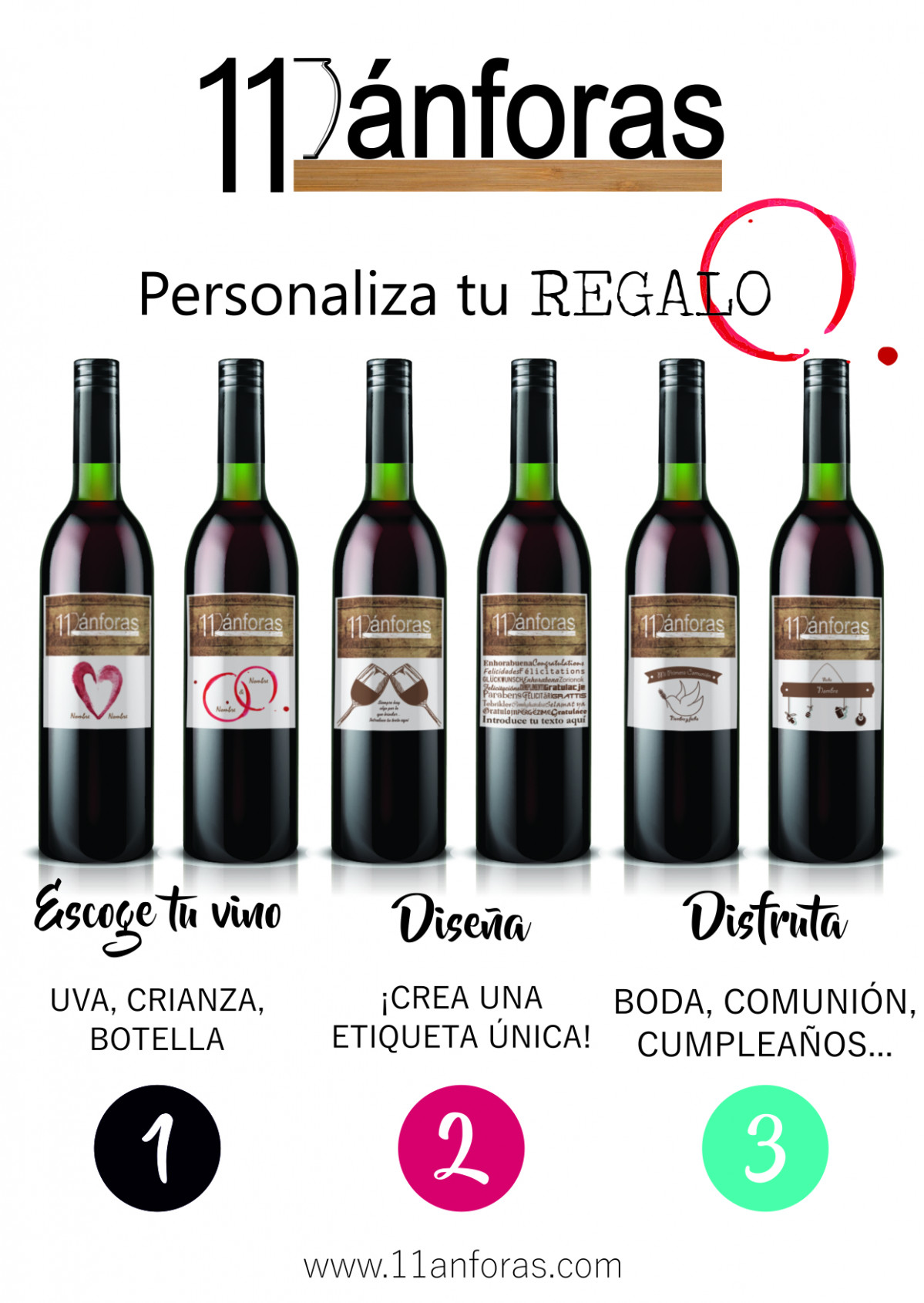 Regala botellas de vino con etiquetas personalizadas el día de tu