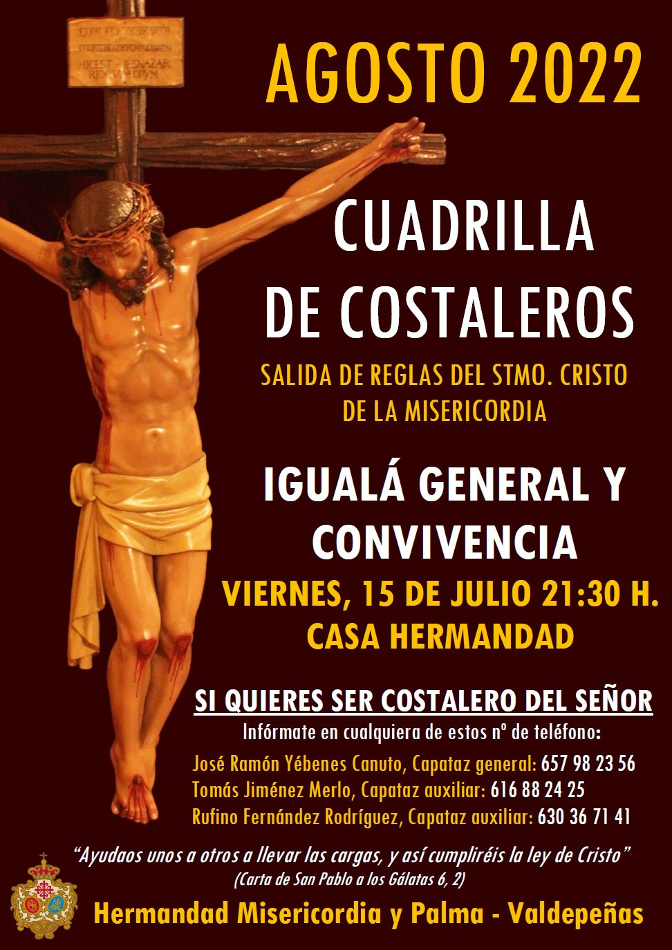 Cartel Igualu00e1 costaleros agosto 2022