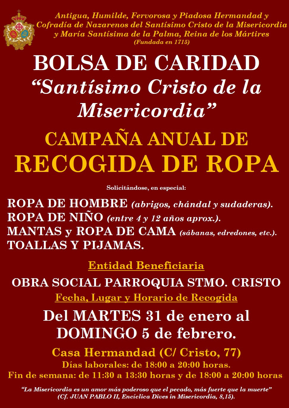 Cartel Recogida de Ropa 2023