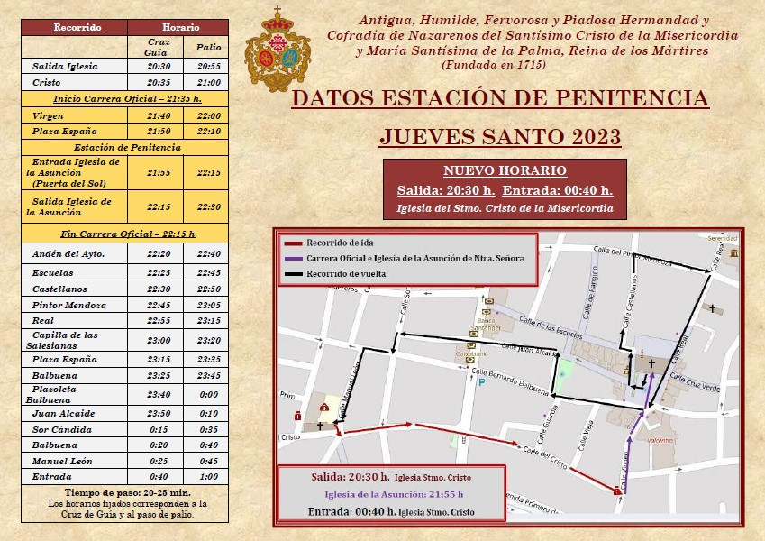 Nuevo horario y recorrido de la Estaciu00f3n de Penitencia del Jueves Santo 2023