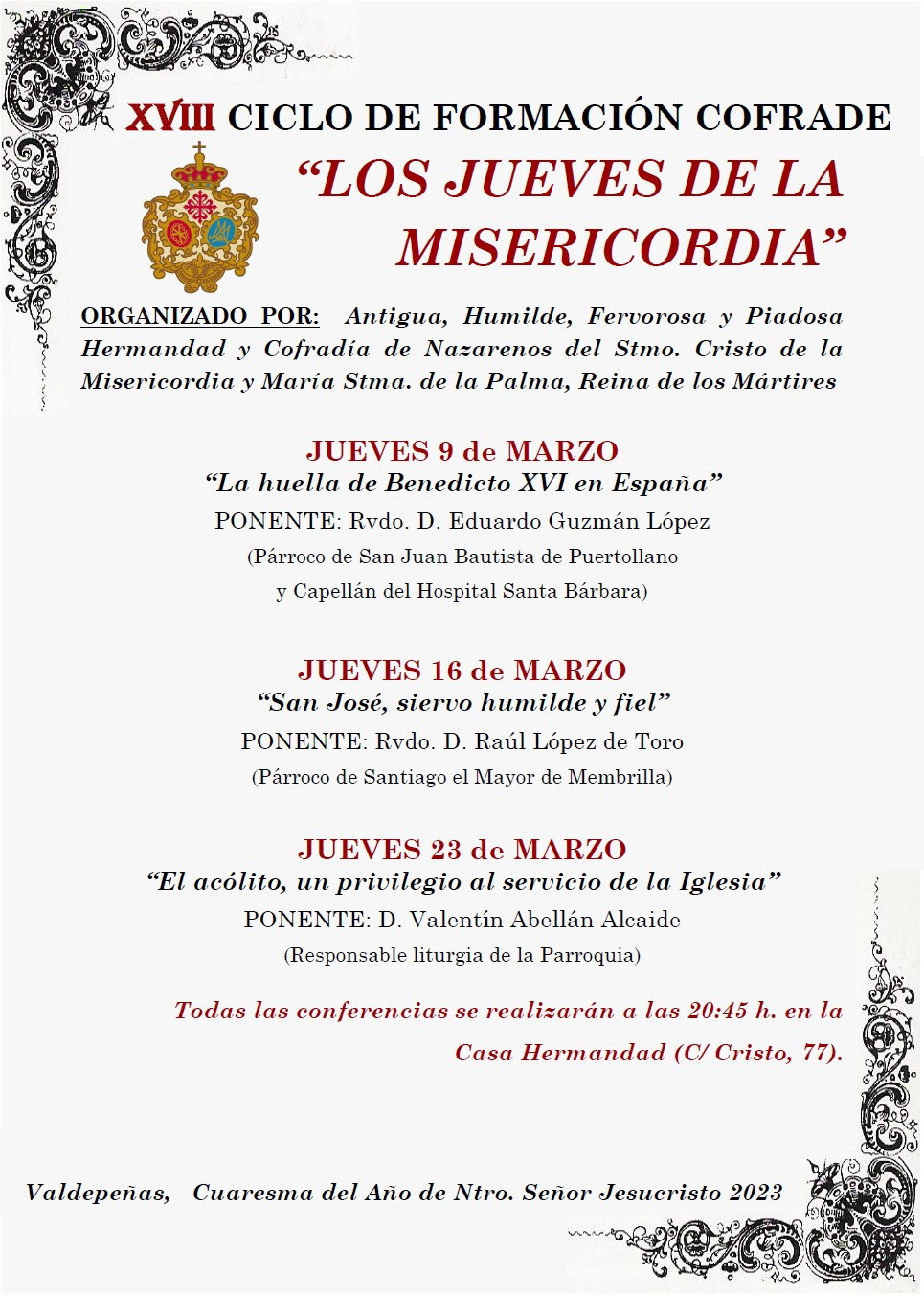 XVIII Ciclo de Formación Cofrade 2023
