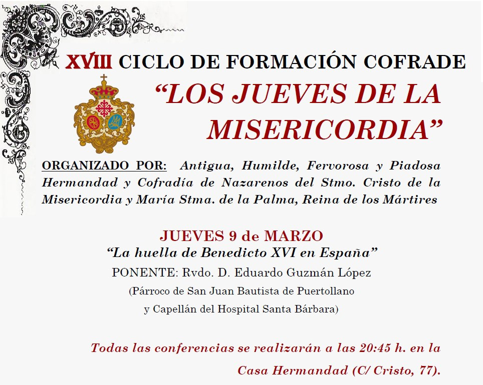 1ª charla XVIII Ciclo de Formación Cofrade 2023