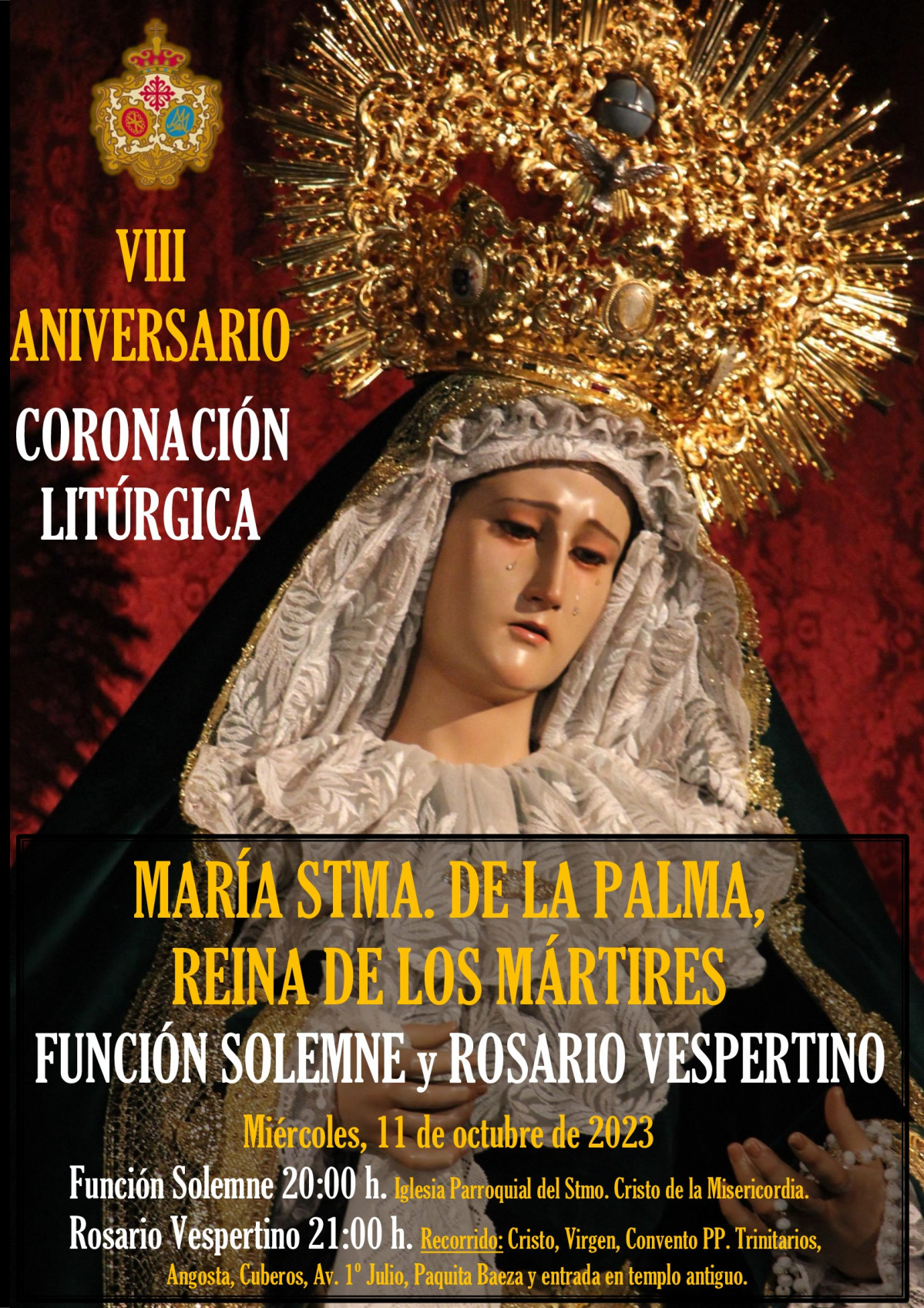 Cartel Funciu00f3n y Rosario Vespertino Palma VIII Aniversario Coronaciu00f3n (1)