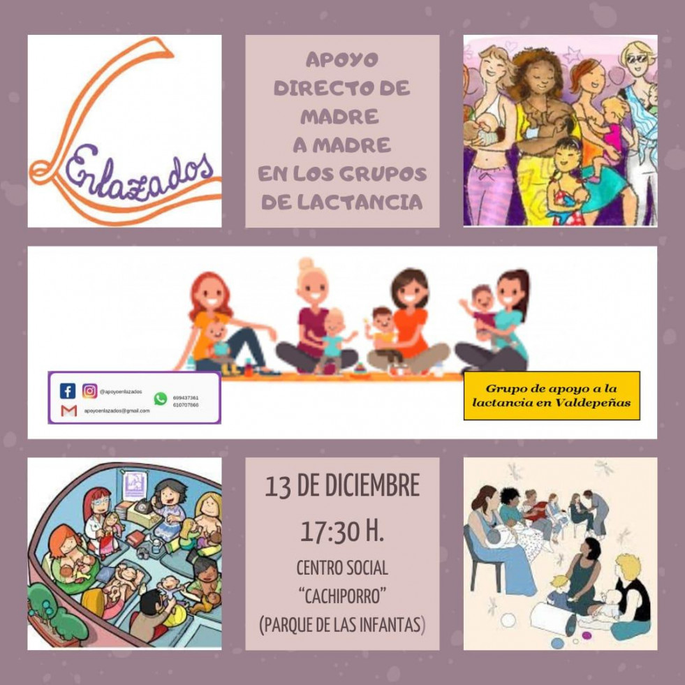Cartel apoyo directo madre a madre en los grupos de lactancia
