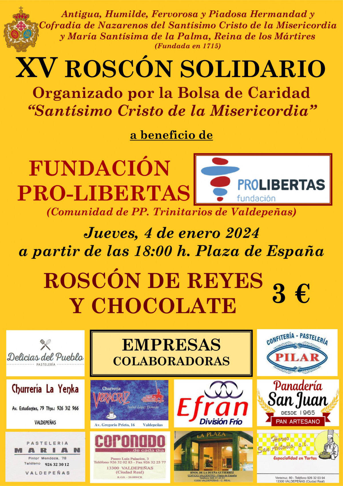 Cartel XV Roscu00f3n Solidario Bolsa de Caridad