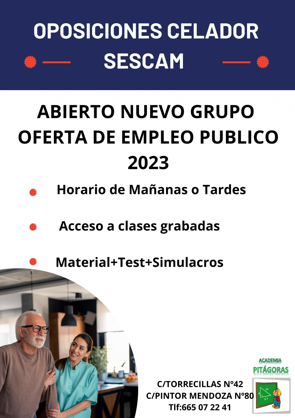 Cartel Anuncio Academia de Inglés Promocional Azul y Rojo
