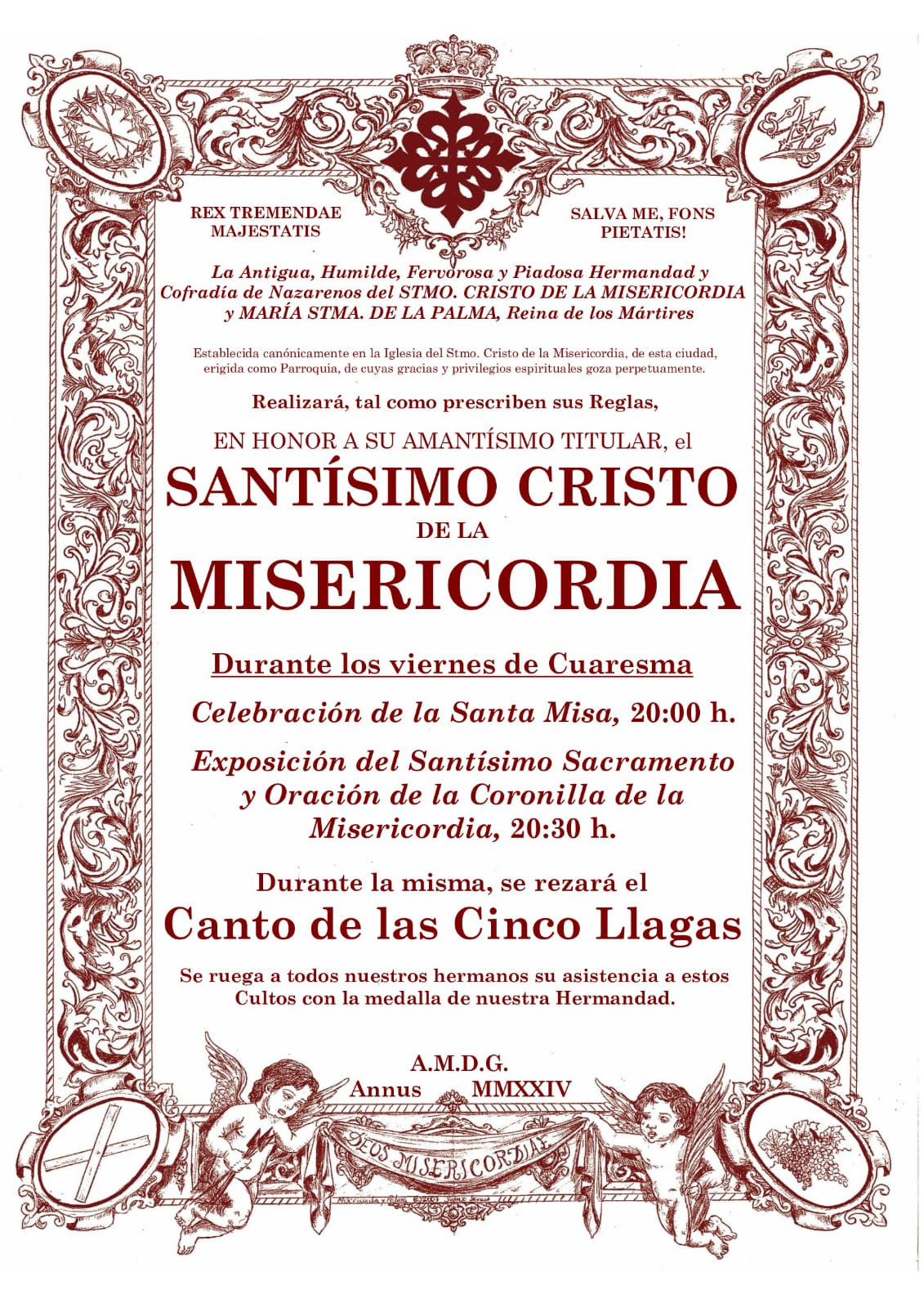 Cartel Cultos Viernes Cuaresma Cristo 2024