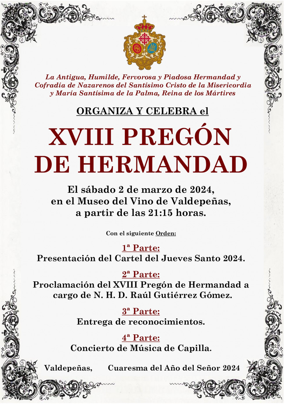 Cartel XVIII Pregón de Hermandad 2024