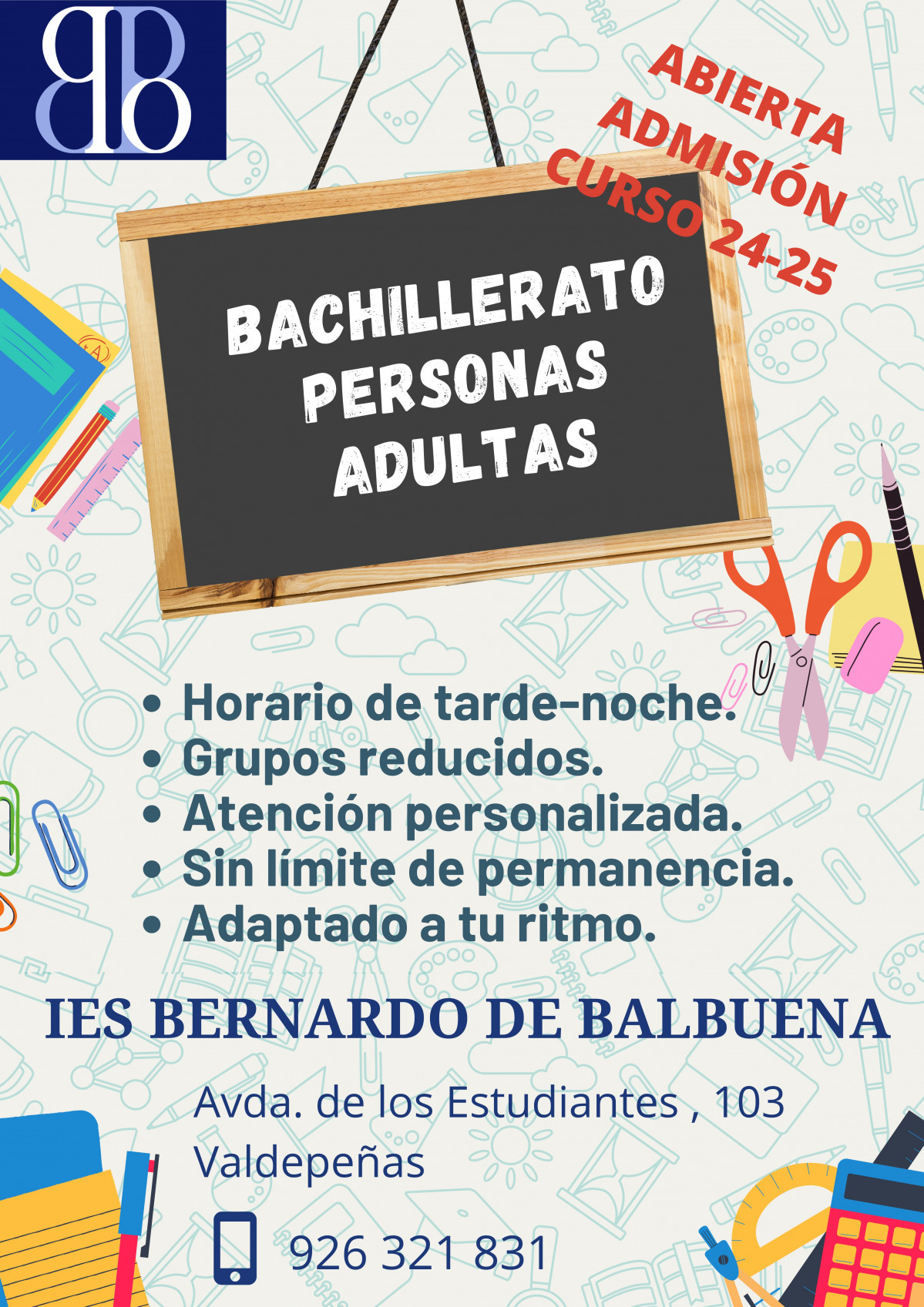 Cartel Bachillerato nocturno 24 25