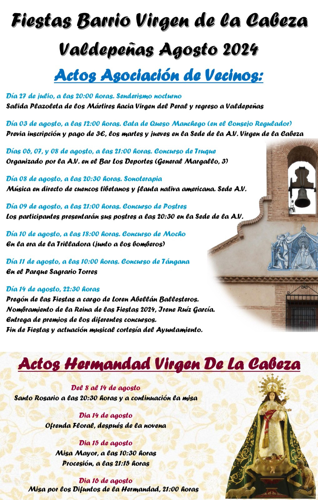 CARTEL FIESTAS AGOSTO 2024. ASOCIACION HERMANDAD