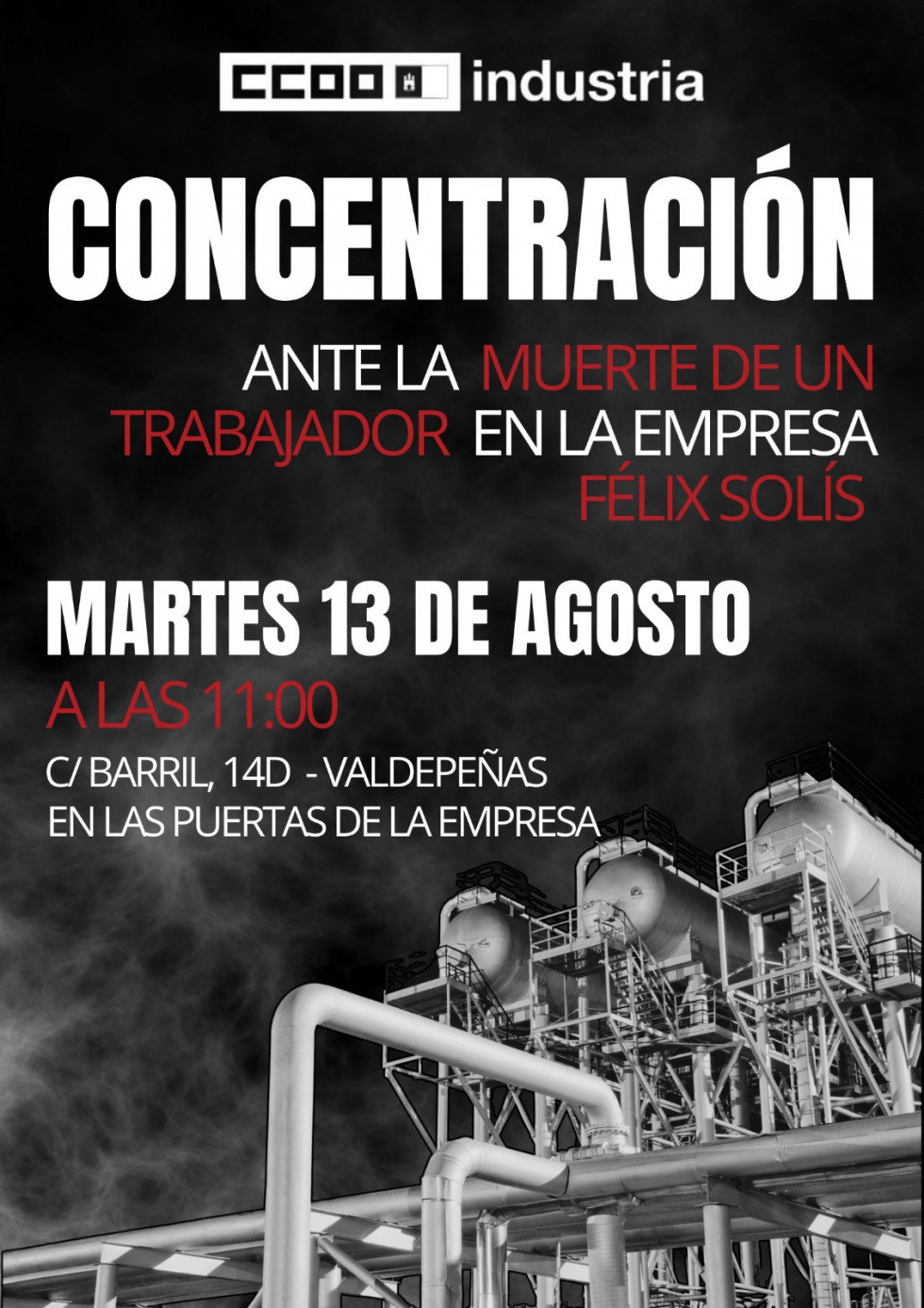 240812 Cartel concentracion muerte accidente laboral Felix Solís