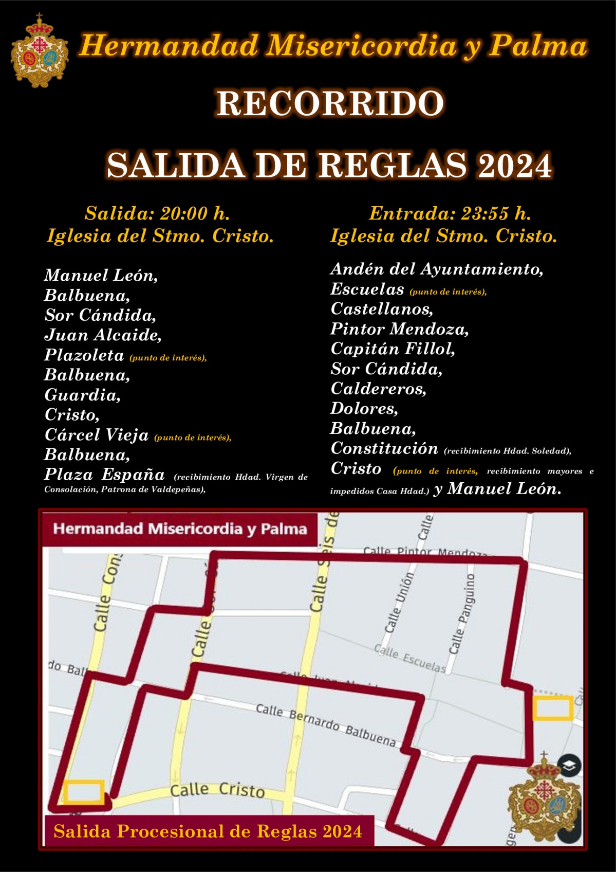 Recorrido de la Salida Procesional de Reglas 2024