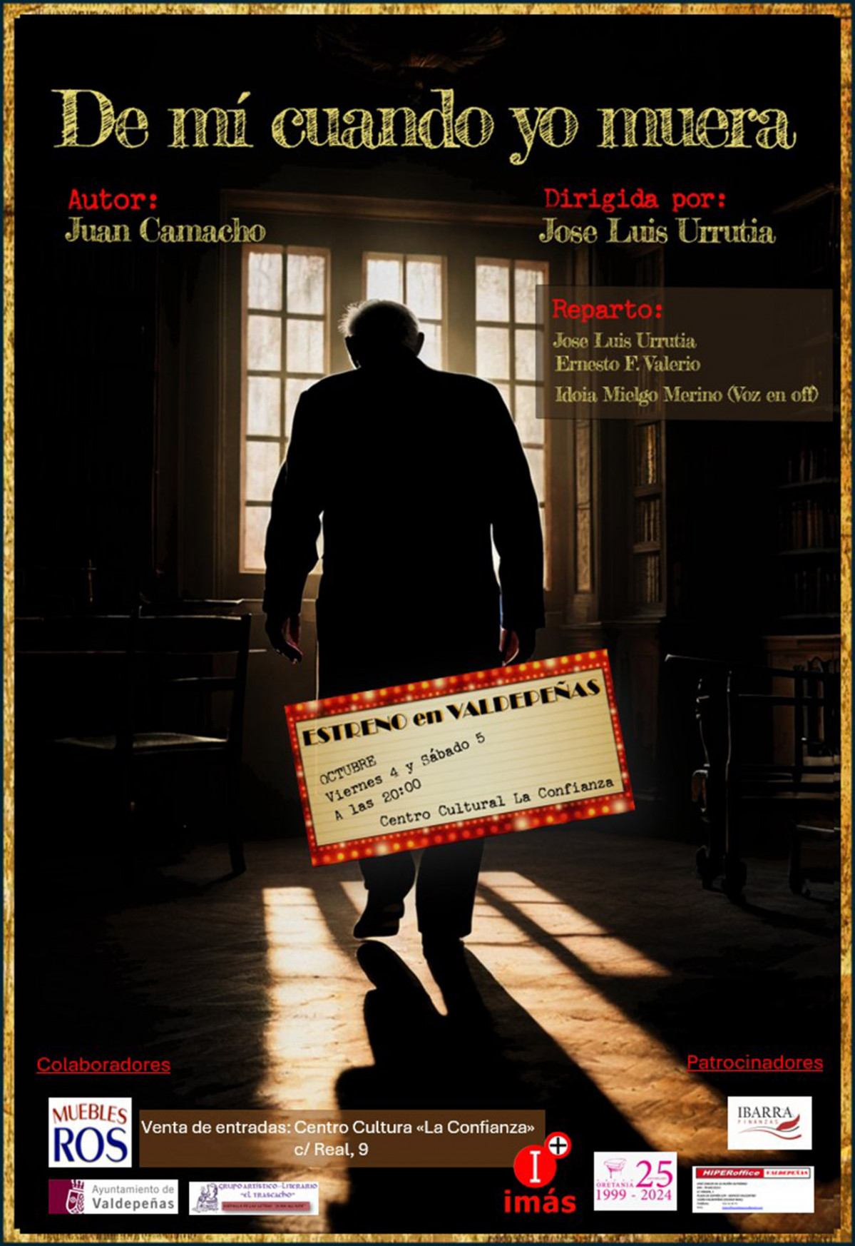 Cartel de la obra teatral de Juan Camacho en su estreno en Valdepeu00f1as