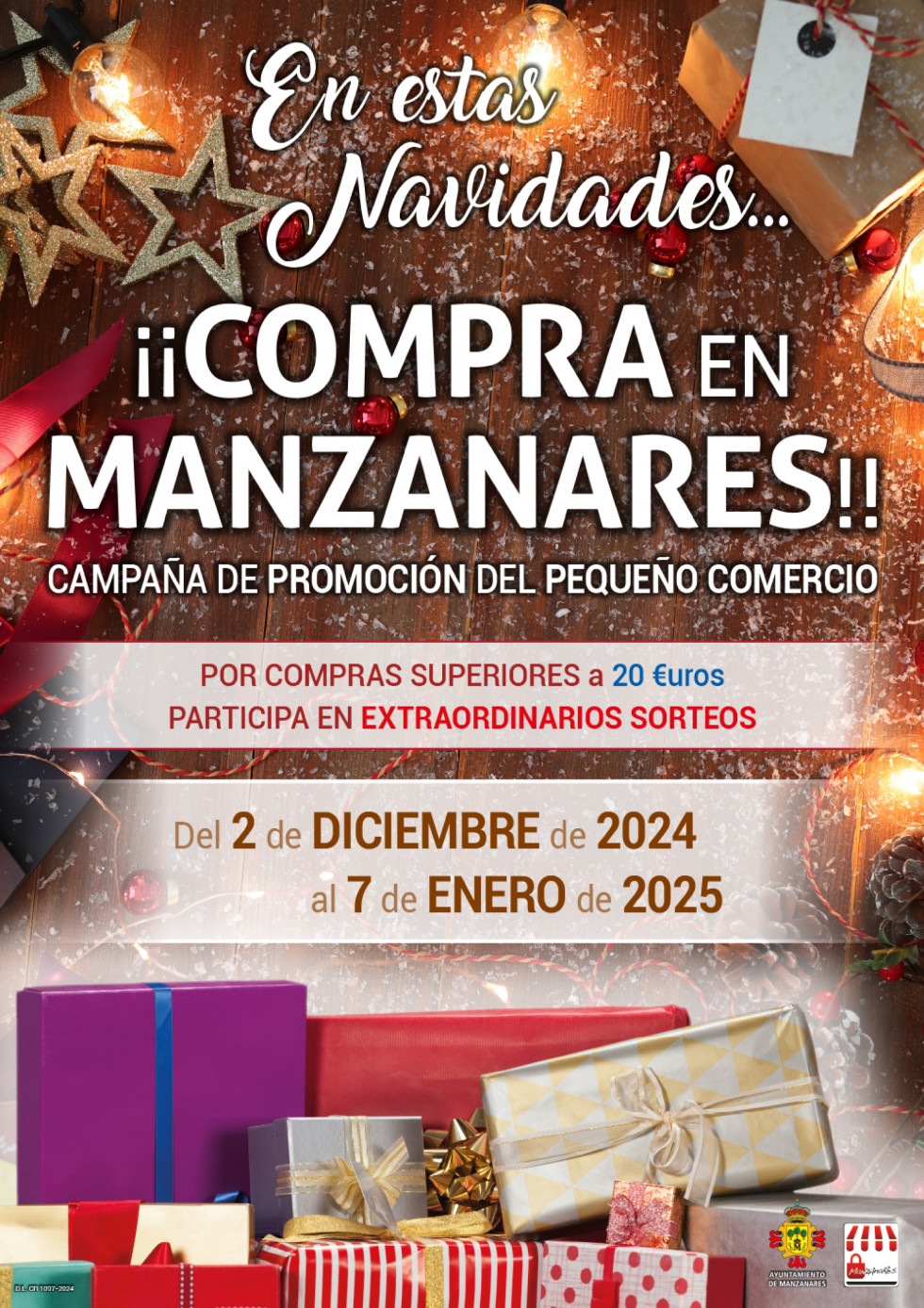 Cartel 'En estas Navidades... ¡compra en Manzanares!' 2024
