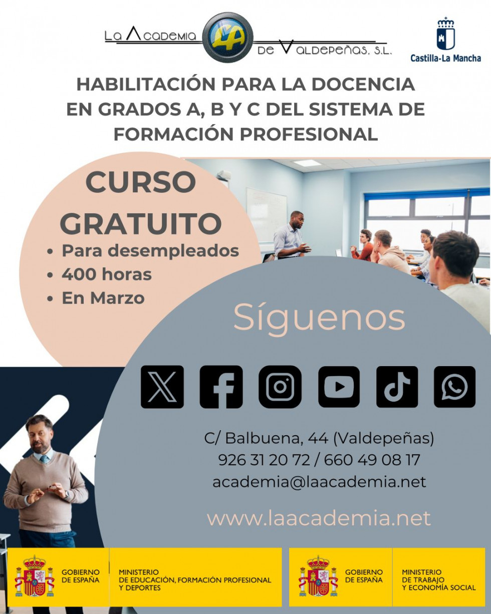Instagram habilitación para la docencia en grados A, B y C del sistema de formación profesional
