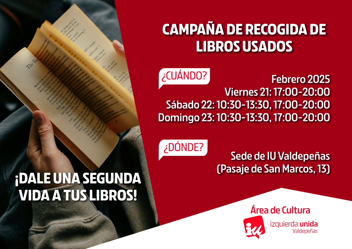 Cartel recogida libros IU