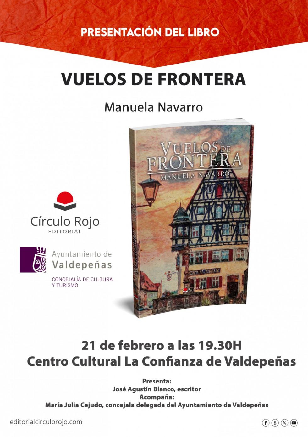 Cartel de la presentación de la novela Vuelos de frontera