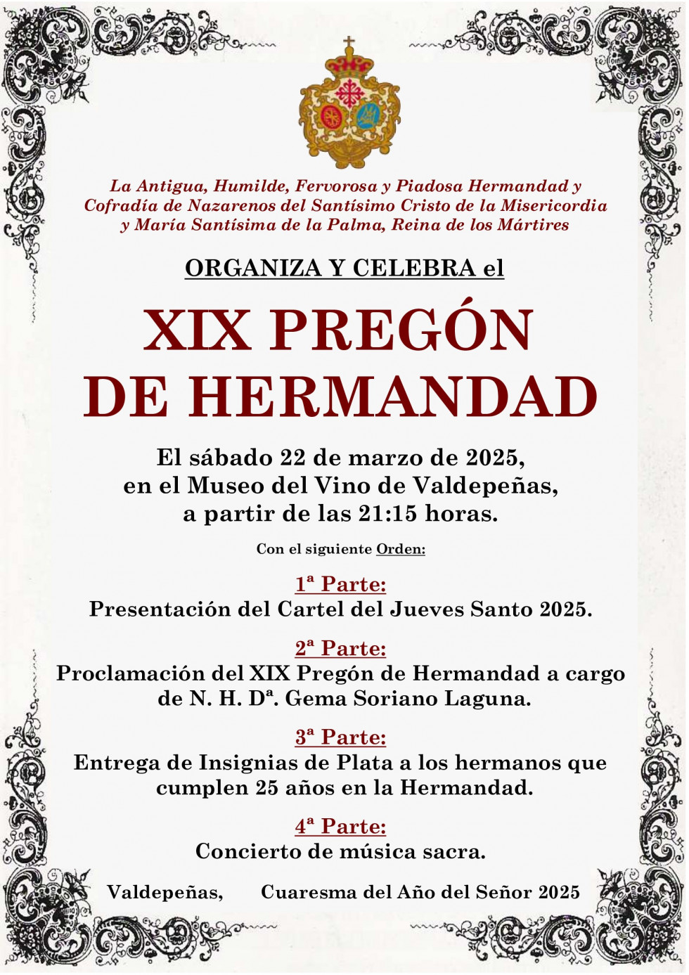 Cartel XIX Pregón de Hermandad 2025