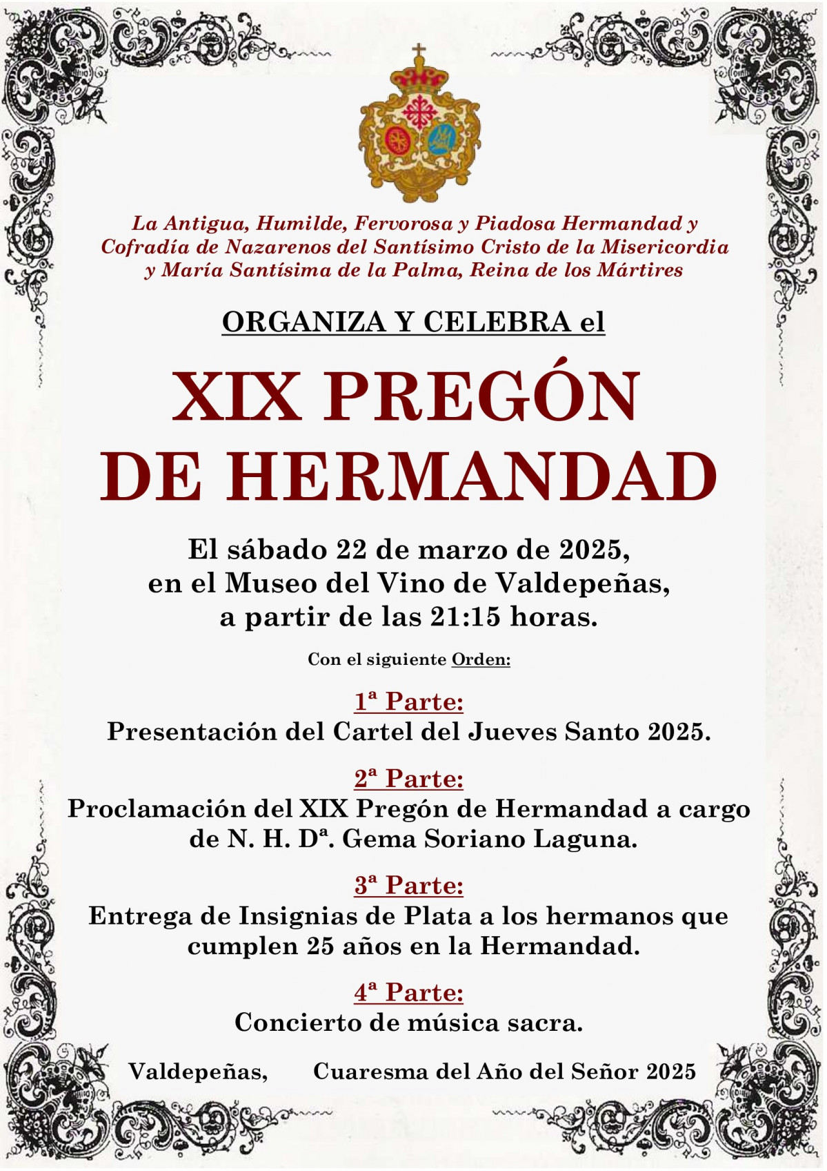 Cartel XIX Pregu00f3n de Hermandad 2025