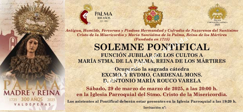 Modelo Invitación Pontifical Jubilar Palma 2025