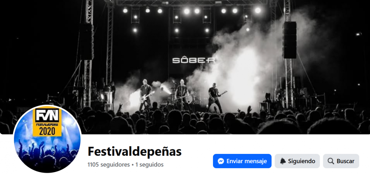 Pu00e1gina de Facebook del Festivaldepeu00f1as sin actualizar desde 2020