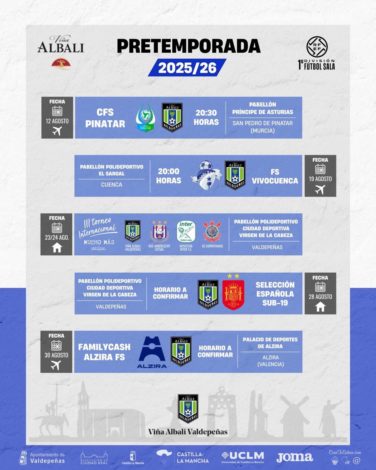 Calendario pretemporada